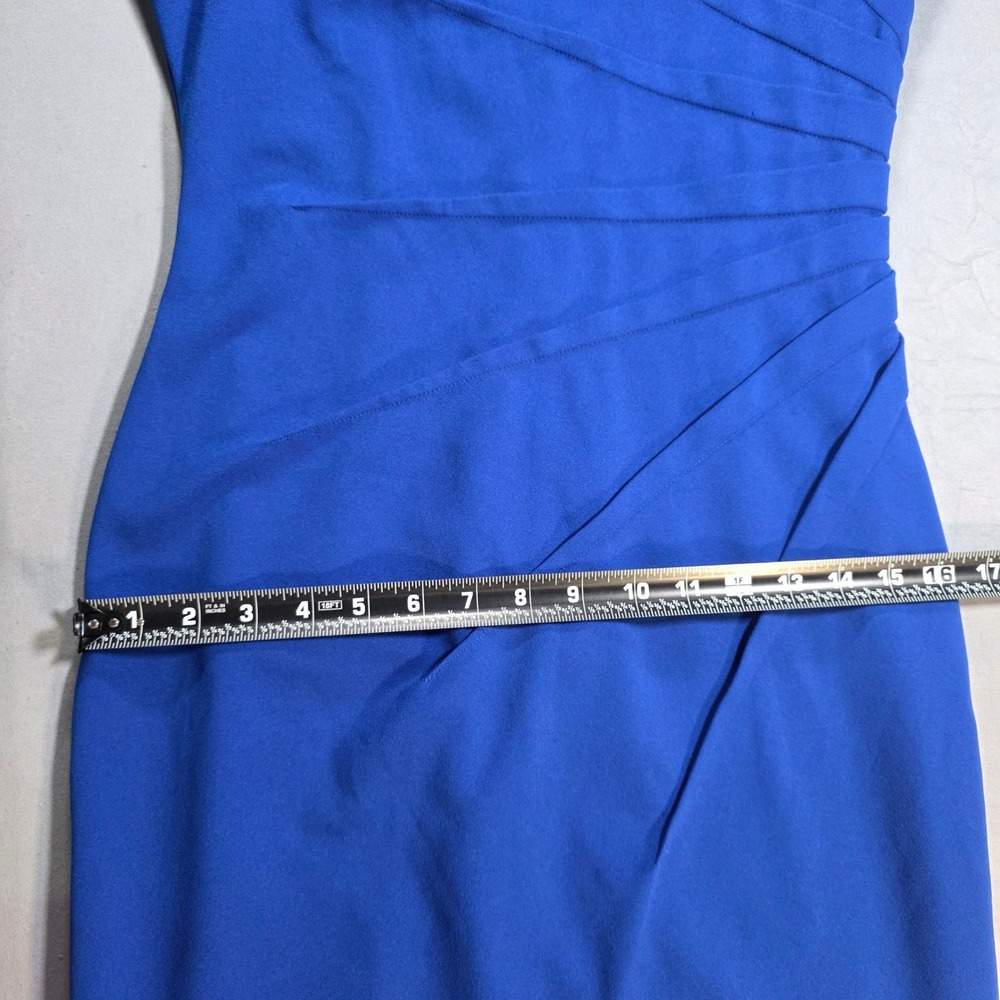 Calvin Klein Royal Blue Sunburst Pleated Sheath Dress 8P Sleeveless Boat Neck - Picture 3 of 12